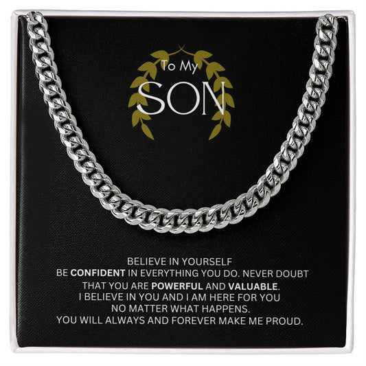 To My Son Cuban link chain necklace gift for my son